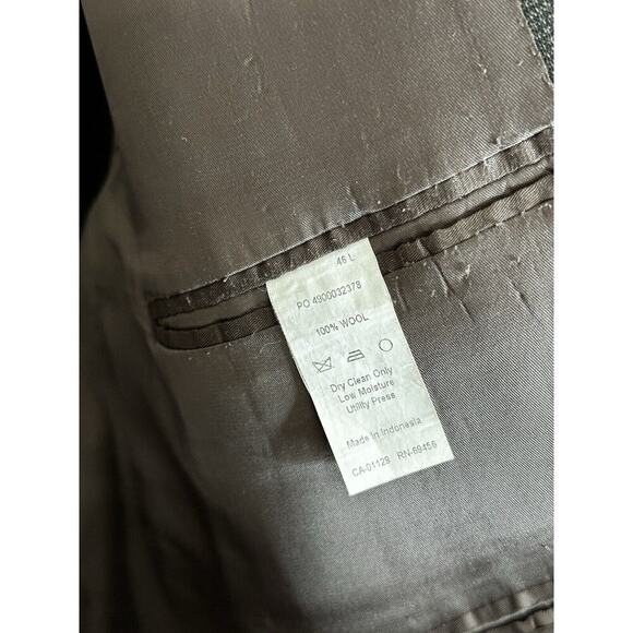 Calvin Klein Men's Sports Jacket 2 Buttons Single Breasted 100% Wool Brown Sz46L - Picture 6 of 11